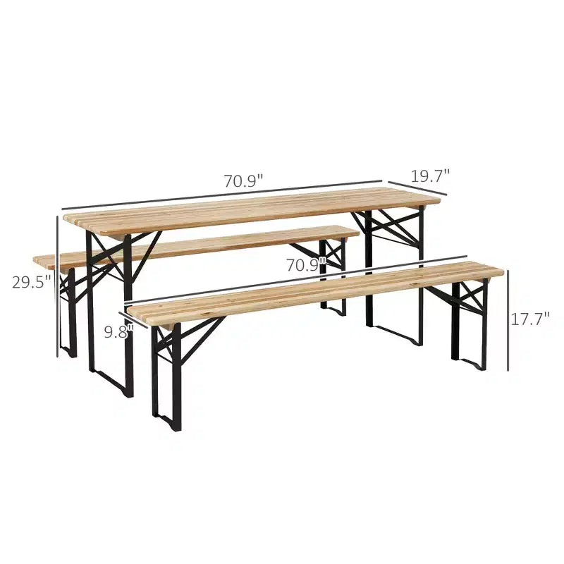 Tavolo da picnic portatile e set di panche da 6 piedi, tavolo da pranzo pieghevole in legno da esterno per attività in patio e giardino