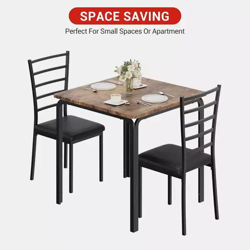 Set Tavolo da Pranzo Compatto Salvaspazio per 2, Tavolo Quadrato Moderno con 2 Sedie, per Piccoli Appartamenti, Cucine, Angoli Colazione 73.9 x 73.9 x 76.2 cm