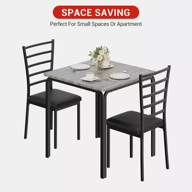 Set Tavolo da Pranzo Compatto Salvaspazio per 2, Tavolo Quadrato Moderno con 2 Sedie, per Piccoli Appartamenti, Cucine, Angoli Colazione 73.9 x 73.9 x 76.2 cm