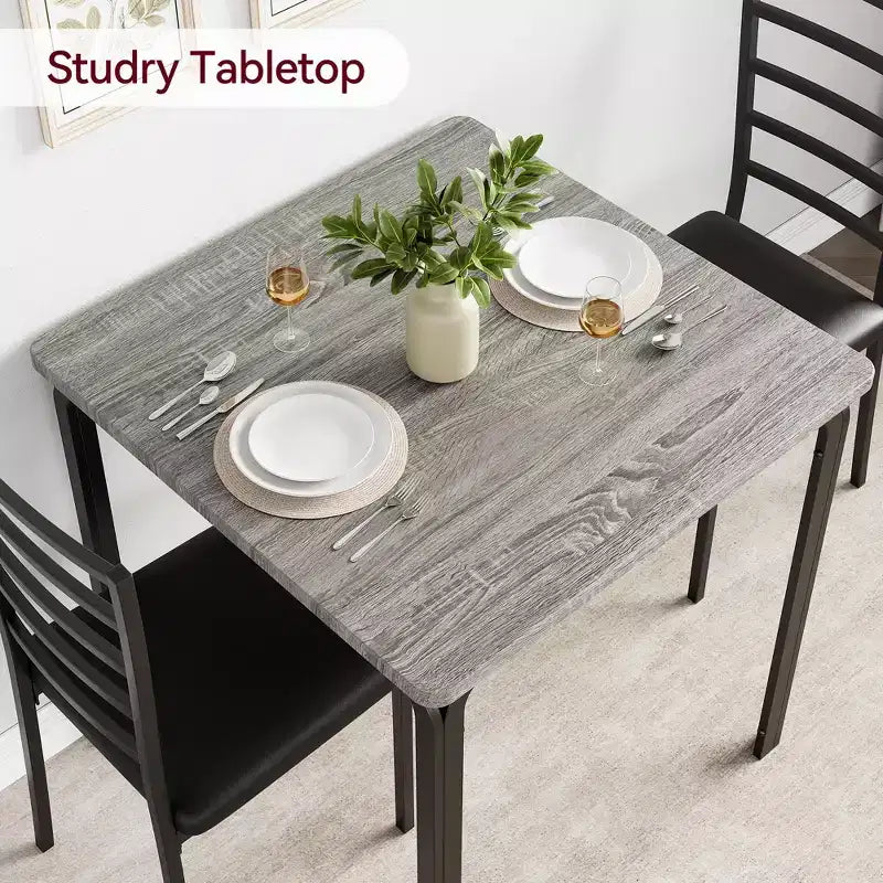 Set Tavolo da Pranzo Compatto Salvaspazio per 2, Tavolo Quadrato Moderno con 2 Sedie, per Piccoli Appartamenti, Cucine, Angoli Colazione 73.9 x 73.9 x 76.2 cm