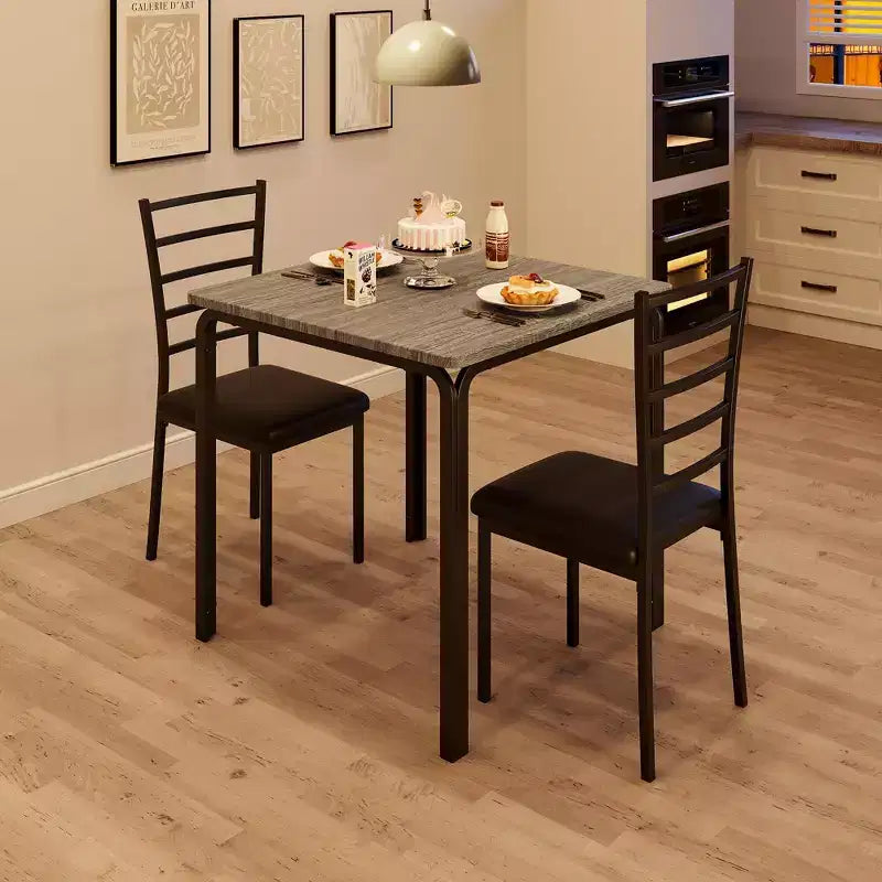Set Tavolo da Pranzo Compatto Salvaspazio per 2, Tavolo Quadrato Moderno con 2 Sedie, per Piccoli Appartamenti, Cucine, Angoli Colazione 73.9 x 73.9 x 76.2 cm