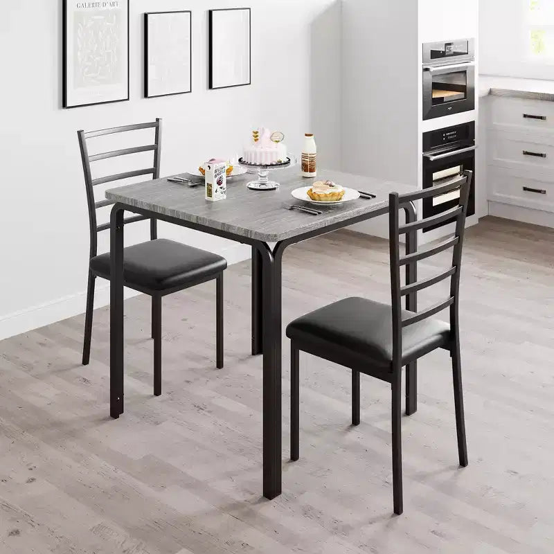 Space-Saving Compact Dining Table Set for 2, Modern Square Table with 2 Chairs, for Small Apartments, Kitchens, Breakfast Nooks  29.1 x 29.1 x 30 in