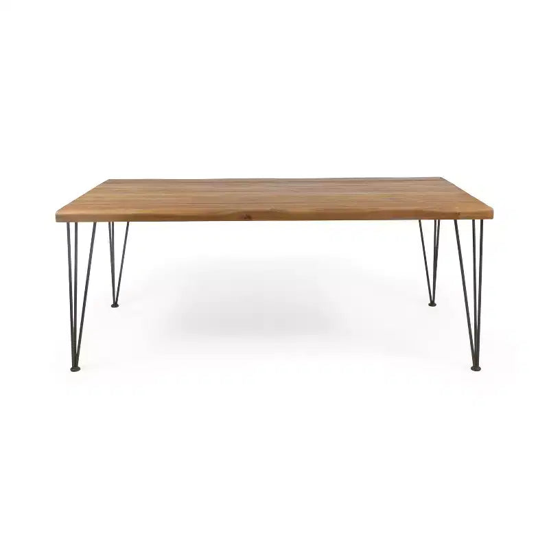 Christopher Knight Home Magnus Set da pranzo moderno 7 pezzi in acacia e ferro con tavolo a doghe e design in rattan sintetico