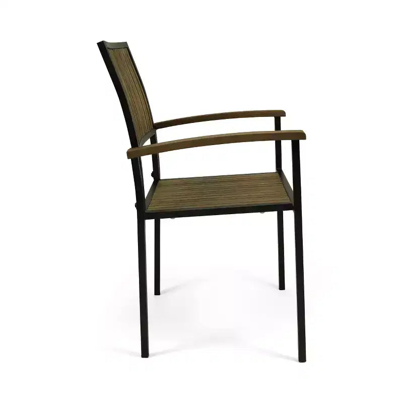 Christopher Knight Home Leif Set da pranzo moderno da 5 pezzi per patio in acacia e ferro con tavolo quadrato e design a doghe