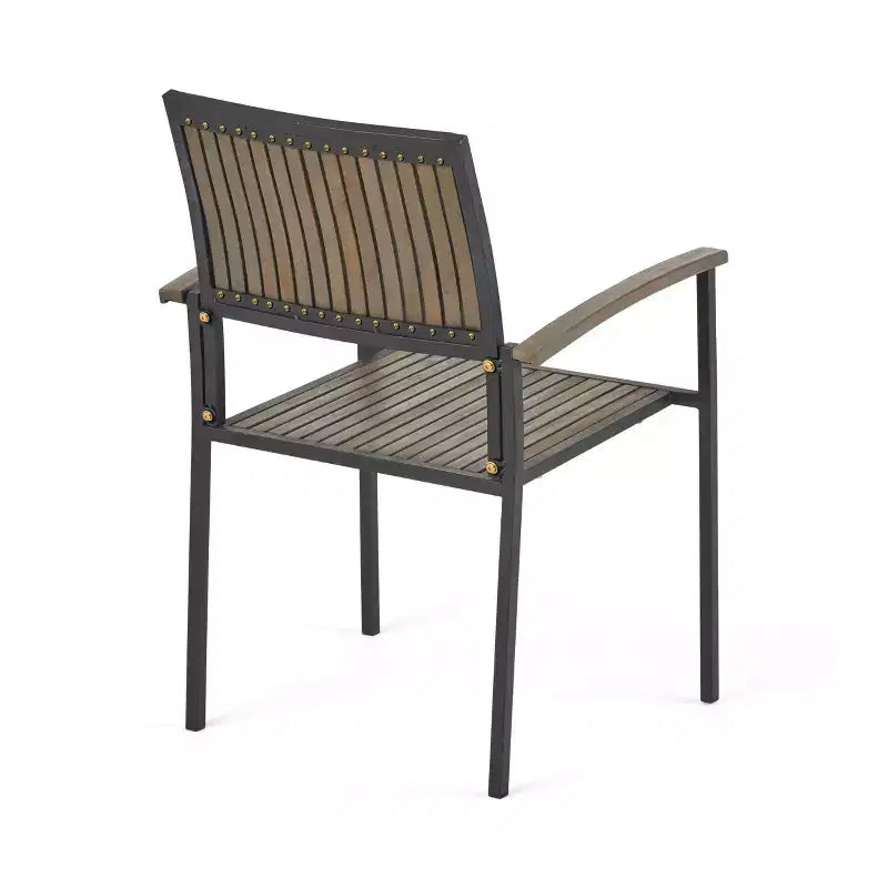 Christopher Knight Home Leif Set da pranzo moderno da 5 pezzi per patio in acacia e ferro con tavolo quadrato e design a doghe