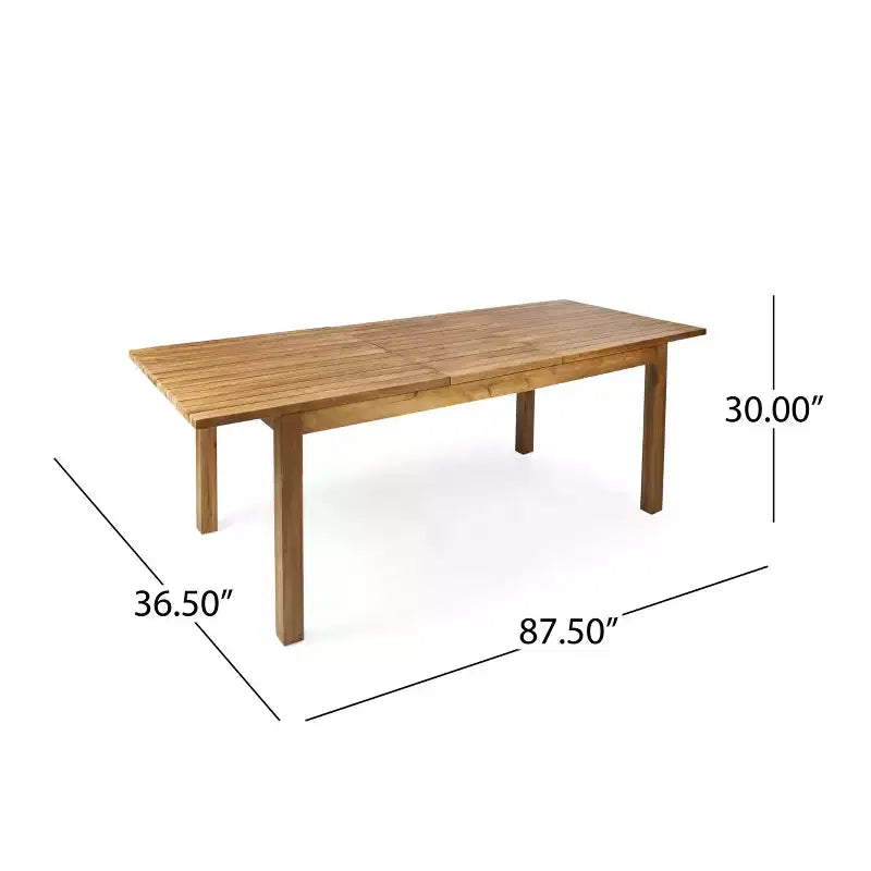 Christopher Knight Home Soren Set da pranzo da 7 pezzi da patio in acacia con tavolo a doghe estensibile e cuscini
