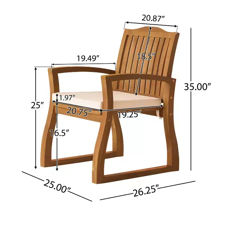 Christopher Knight Home Soren Set da pranzo da 7 pezzi da patio in acacia con tavolo a doghe estensibile e cuscini