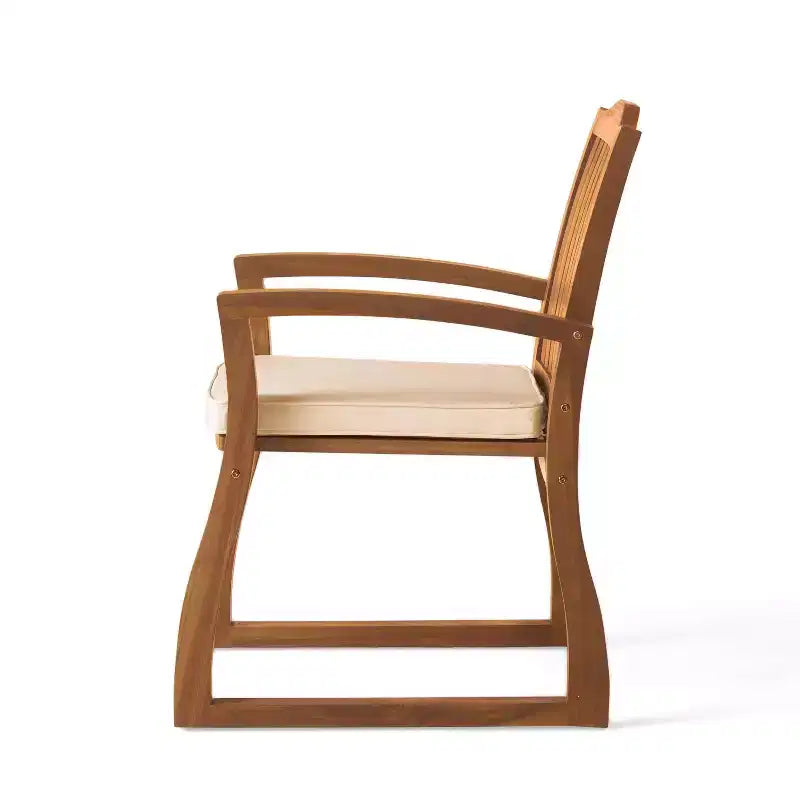 Christopher Knight Home Soren Set da pranzo da 7 pezzi da patio in acacia con tavolo a doghe estensibile e cuscini