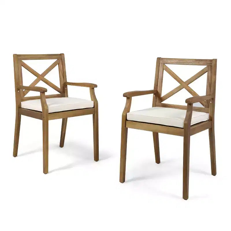 Set da pranzo da esterni da 7 pezzi, tavolo da pranzo allungabile in legno di acacia con 6 sedie imbottite, mobili da pranzo da esterni per il giardino-Panipeachy