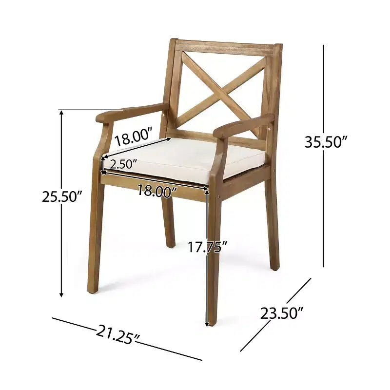 Set da pranzo da esterni da 7 pezzi, tavolo da pranzo allungabile in legno di acacia con 6 sedie imbottite, mobili da pranzo da esterni per il giardino-Panipeachy