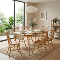 GDFStudio Harrison Scandinavian Farmhouse 7-Piece Wood Dining Set with 6 Windsor Curved Back Chairs
