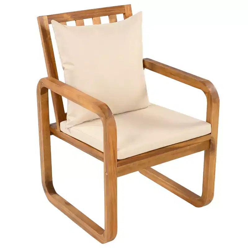 Set da pranzo da esterno Polibi a 7 pezzi in acacia con poltrone a bracciolo scolpite a cerchio