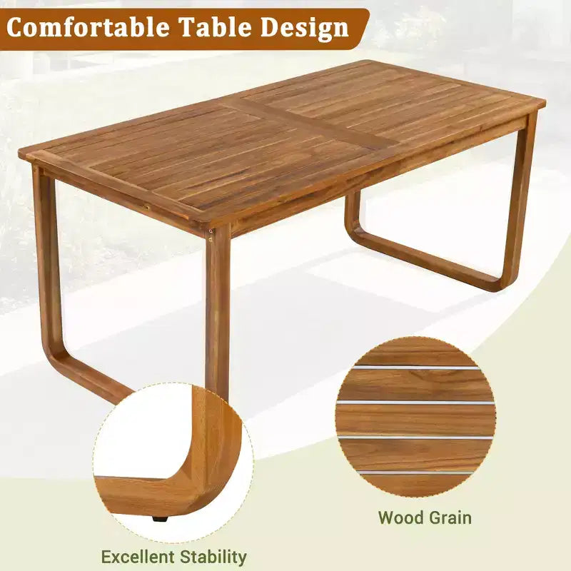 Set da pranzo da esterno Polibi a 7 pezzi in acacia con poltrone a bracciolo scolpite a cerchio