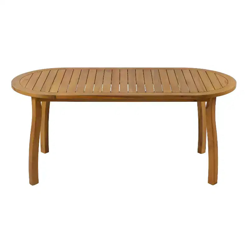 Christopher Knight Home Synci, set da pranzo da giardino moderno a 7 pezzi in acacia con tavolo a doghe e design in vimini