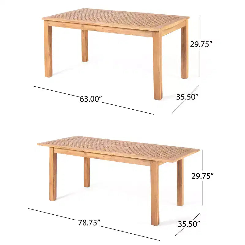 Christopher Knight Home Wriby Set da Pranzo Moderno da Esterno a 7 Pezzi in Acacia con Tavolo Espandibile a Doghe e Design in Vimini