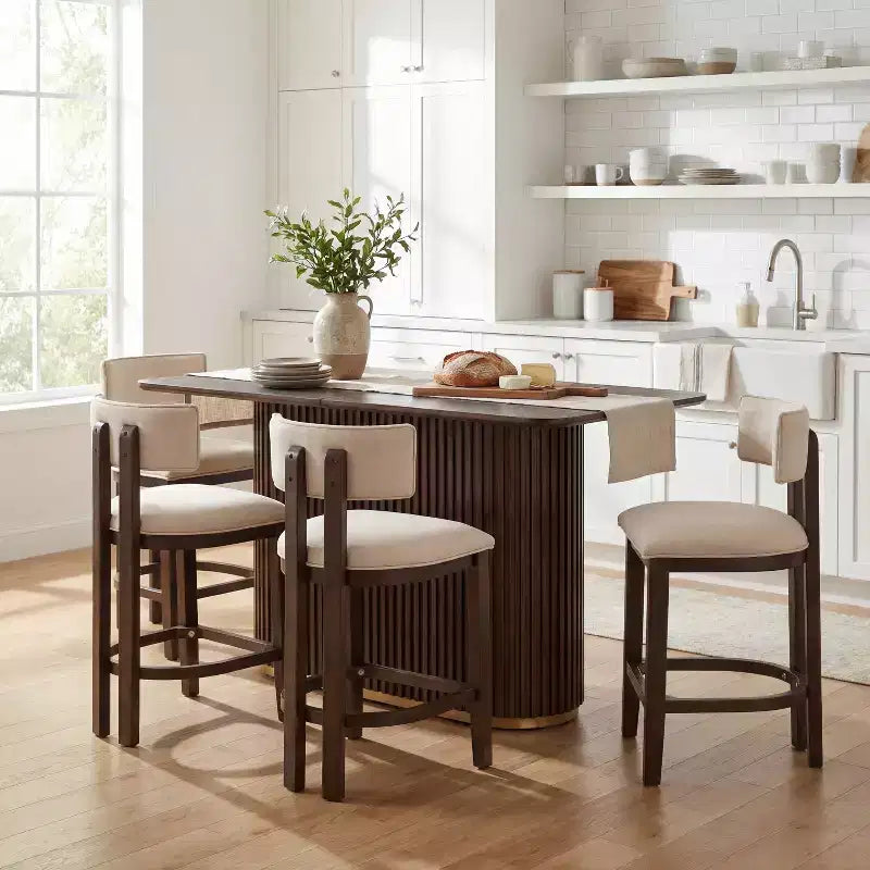 Christopher Knight Home Quini Set da Pranzo Moderno da 5 Pezzi in Legno con Base a Piedistallo e Gambe in Legno di Gomma