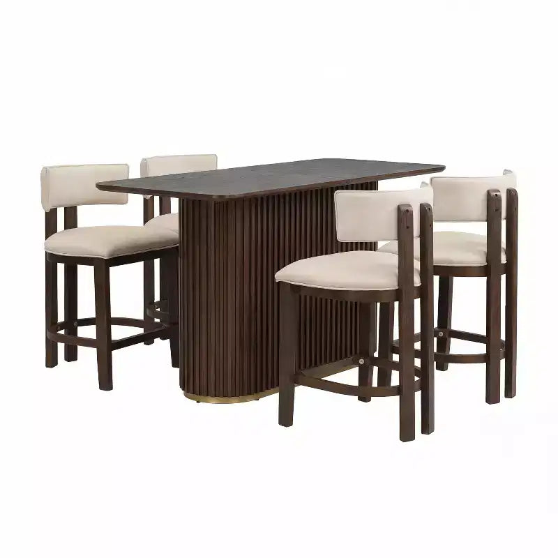 Christopher Knight Home Quini Set da Pranzo Moderno da 5 Pezzi in Legno con Base a Piedistallo e Gambe in Legno di Gomma