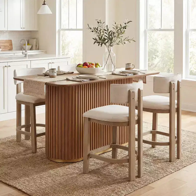 Christopher Knight Home Quini Set da Pranzo Moderno da 5 Pezzi in Legno con Base a Piedistallo e Gambe in Legno di Gomma