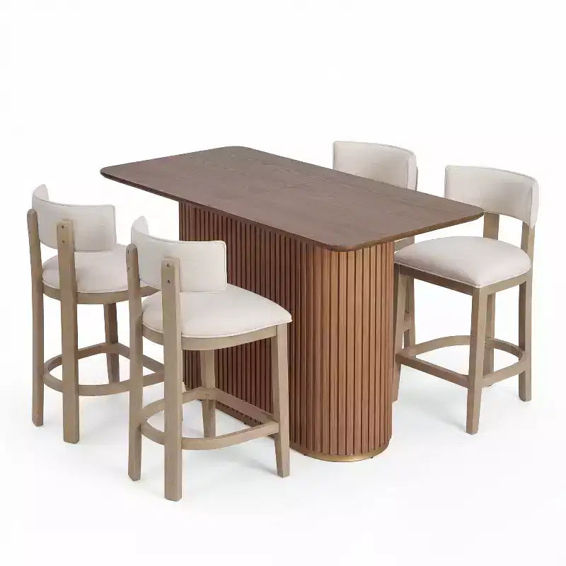 Christopher Knight Home Quini Set da Pranzo Moderno da 5 Pezzi in Legno con Base a Piedistallo e Gambe in Legno di Gomma