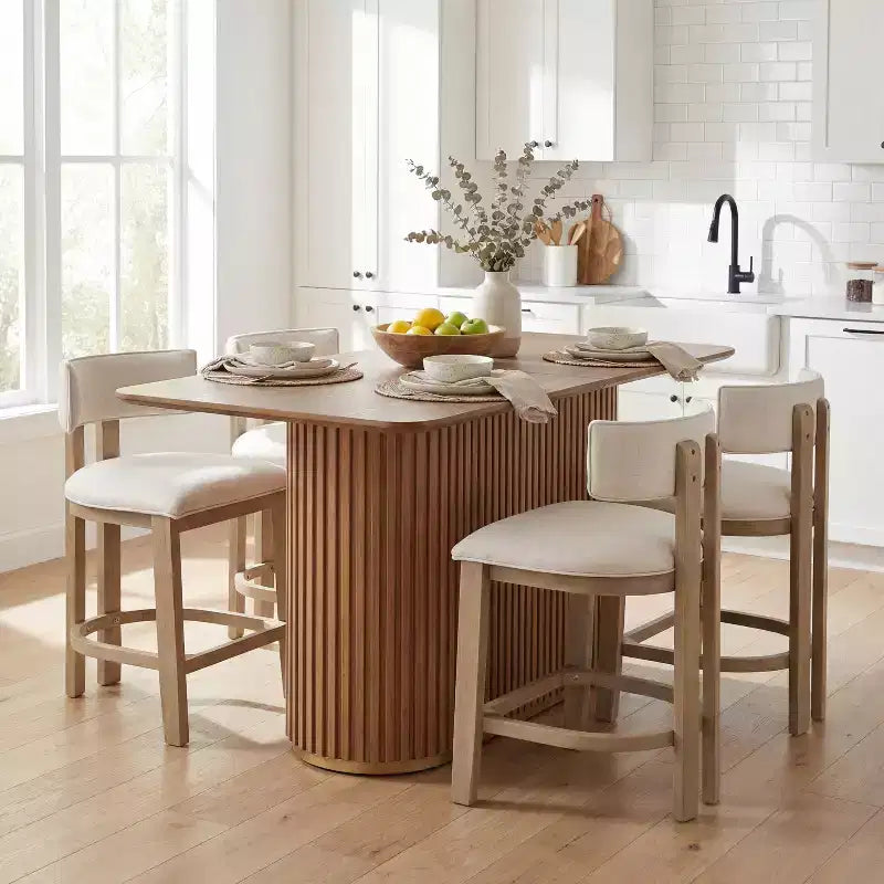 Christopher Knight Home Quini Modern 5 Piece Wooden Dining Set with Pedestal Design and Rubberwood Legs