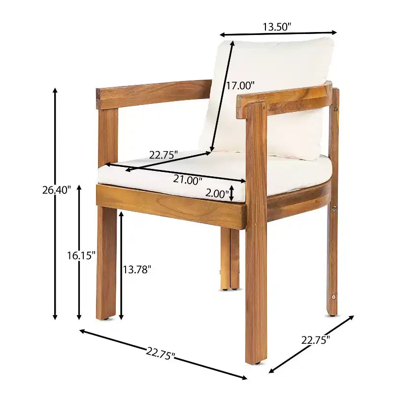 Christopher Knight Home Gruneo Set da pranzo moderno da 7 pezzi da esterni in acacia con cuscini e design a doghe