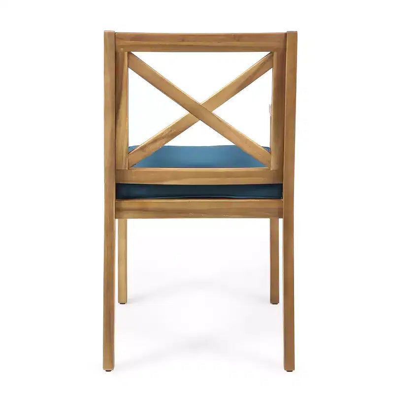 Christopher Knight Home Perla Set da Pranzo Rustico da Giardino 7 Pezzi in Legno di Acacia con Cuscini