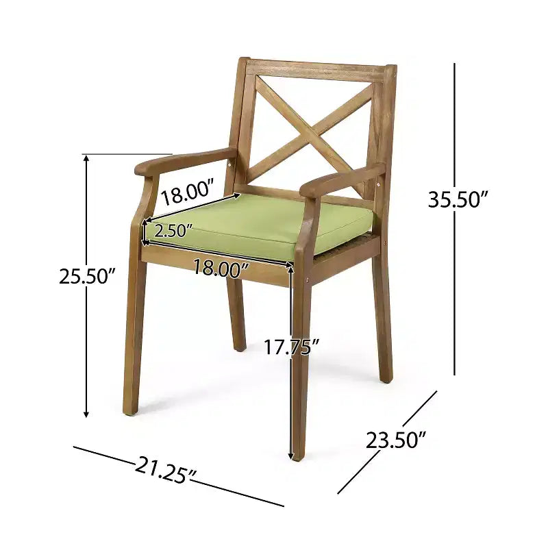 Christopher Knight Home Perla Set da Pranzo Rustico da Giardino 7 Pezzi in Legno di Acacia con Cuscini