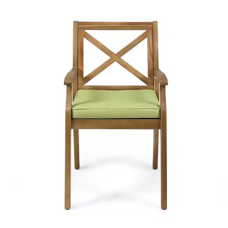 Christopher Knight Home Perla Set da Pranzo Rustico da Giardino 7 Pezzi in Legno di Acacia con Cuscini
