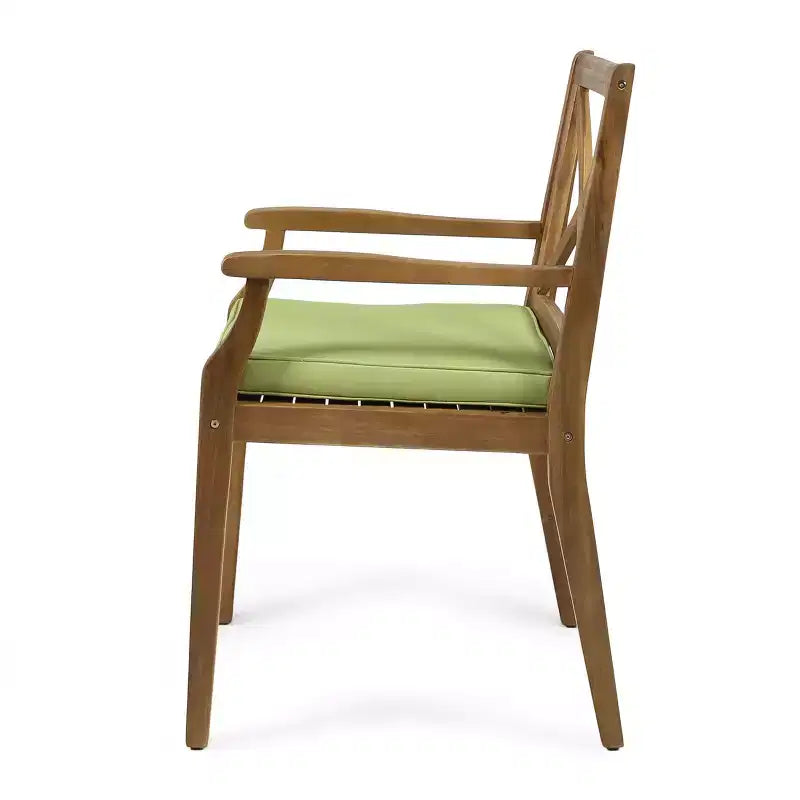 Christopher Knight Home Perla Set da Pranzo Rustico da Giardino 7 Pezzi in Legno di Acacia con Cuscini