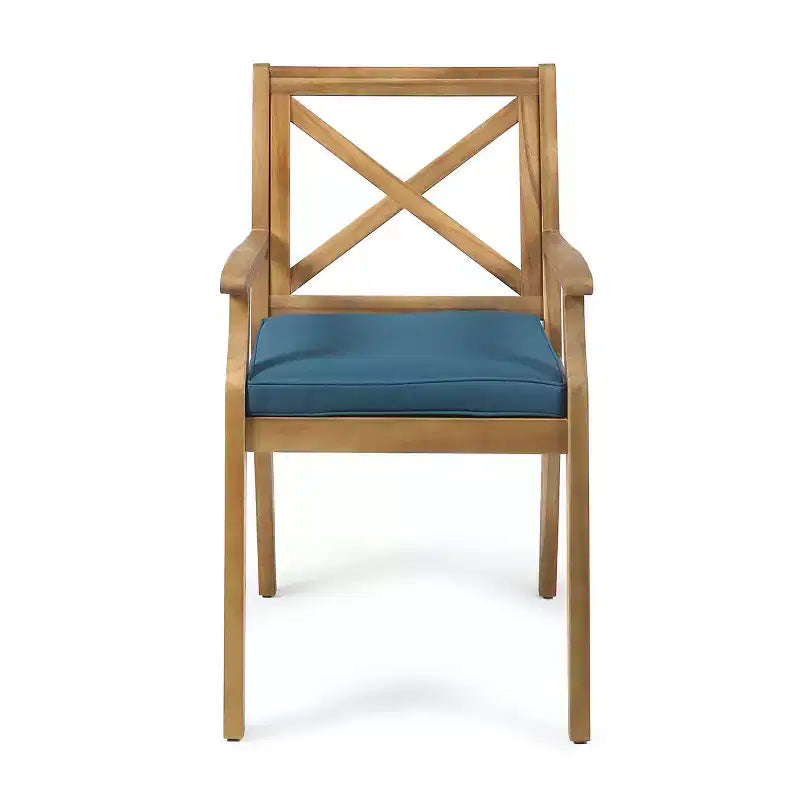 Christopher Knight Home Perla Set da Pranzo Rustico da Giardino 7 Pezzi in Legno di Acacia con Cuscini