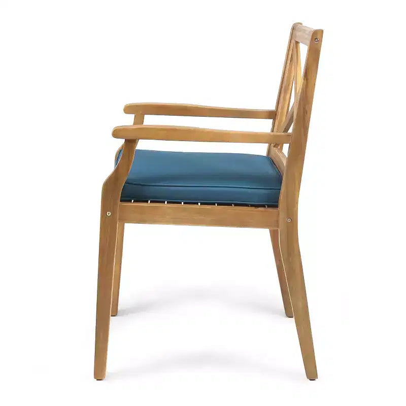 Christopher Knight Home Perla Set da Pranzo Rustico da Giardino 7 Pezzi in Legno di Acacia con Cuscini