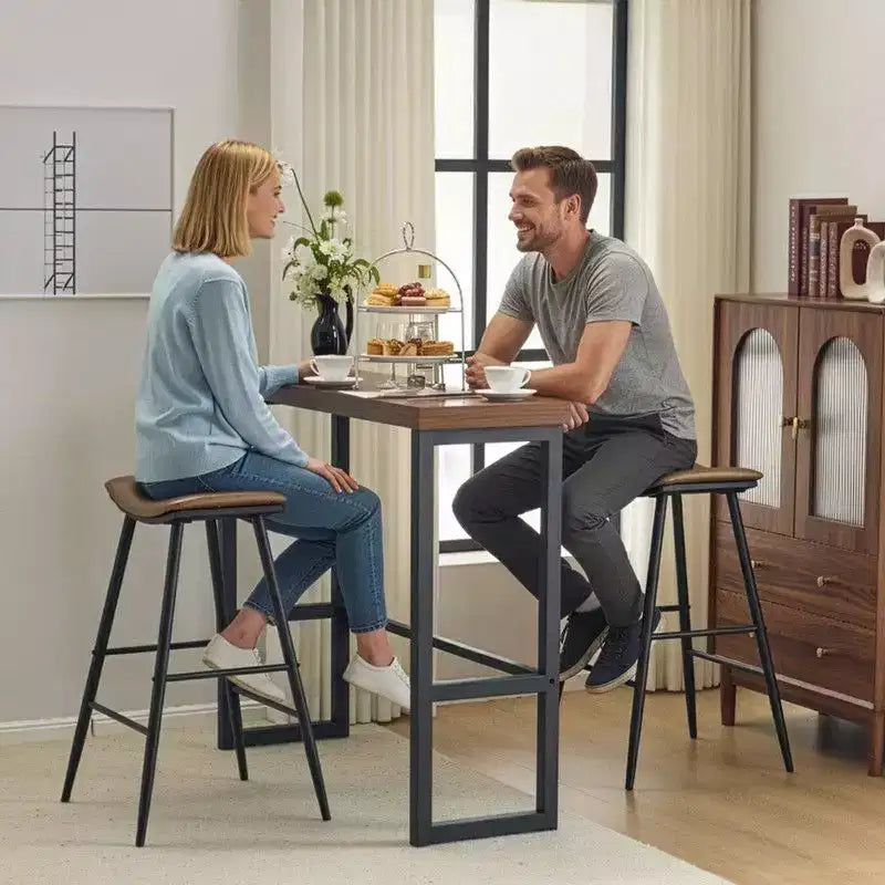 Set tavolo da bar e sedie moderno ad altezza bancone da 120 cm con 2 sgabelli per cucina e sala da pranzo