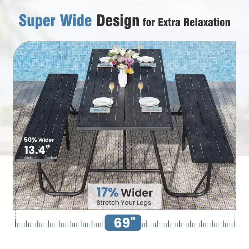 Captiva Designs Set da pranzo per esterni in legno con struttura a forma di A e foro per ombrellone
