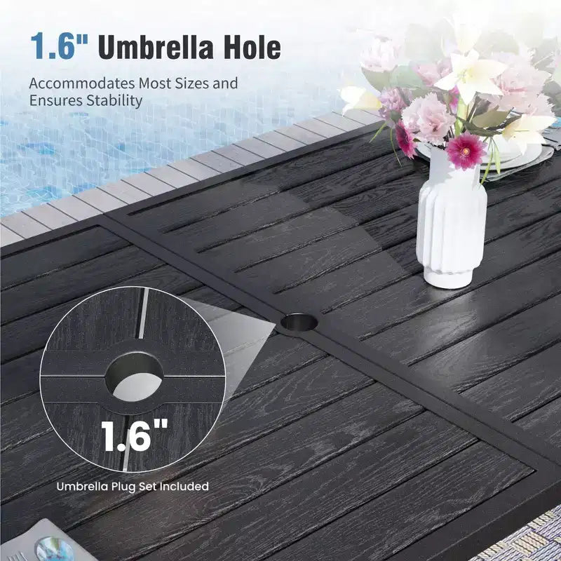 Captiva Designs Set da pranzo per esterni in legno con struttura a forma di A e foro per ombrellone