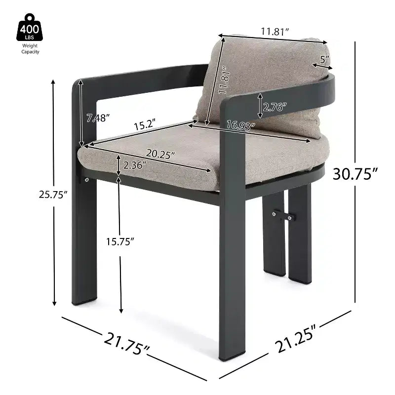 ModernLuxe Set da Pranzo per Esterni da 7 Pezzi per 6 Persone, Set da Arredo Giardino con Tavolo da Pranzo e 6 Sedie con Cuscini e Telaio Resistente alle Intemperie