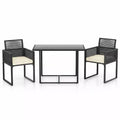 Gymax 3-Piece Patio PE Wicker Furniture Set w/ Cushioned Folding-Back Chairs for Backyard Patio or Garden