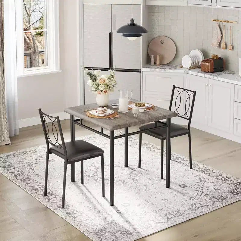 Set da pranzo da fattoria per 2 persone - Tavolo da pranzo con sedie imbottite, set tavolo da cucina in legno, salvaspazio per appartamento