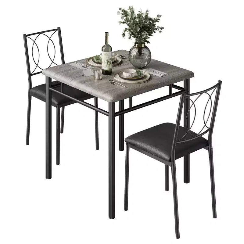 Set da pranzo da fattoria per 2 persone - Tavolo da pranzo con sedie imbottite, set tavolo da cucina in legno, salvaspazio per appartamento