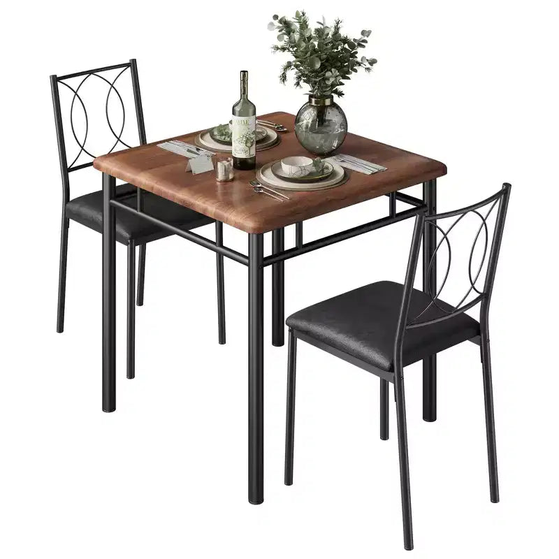 Set da pranzo da fattoria per 2 persone - Tavolo da pranzo con sedie imbottite, set tavolo da cucina in legno, salvaspazio per appartamento