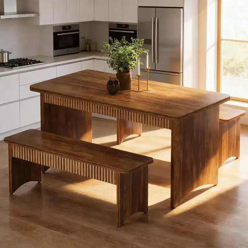 Set da pranzo in legno a 3 pezzi GDFStudio Ichi Farmhouse