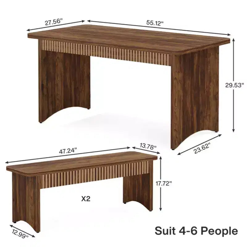 Set da pranzo in legno a 3 pezzi GDFStudio Ichi Farmhouse