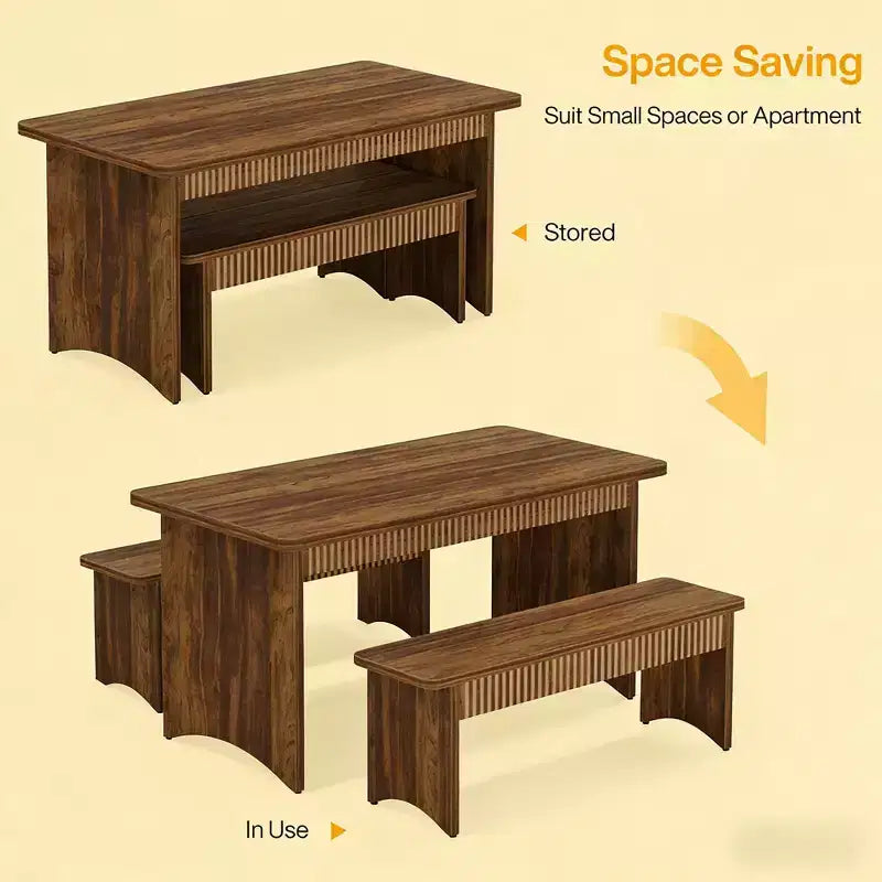 Set da pranzo in legno a 3 pezzi GDFStudio Ichi Farmhouse