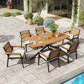Whisen 7-Piece Outdoor Dining Set for 6, Patio Table And Chairs Set, Garden Dining Seating Set, 1 Rectangle Dining Table & 6 Chairs with Cushions