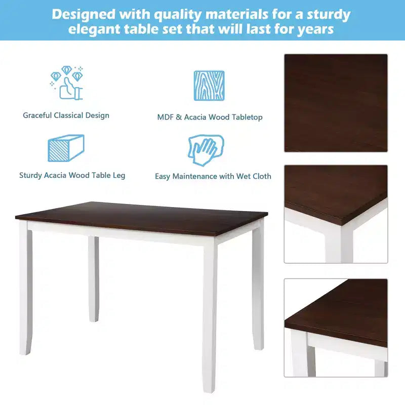 GDFStudio Arlette, Set da pranzo in legno in 5 pezzi stile rustico, con sedie senza braccioli con schienale a croce