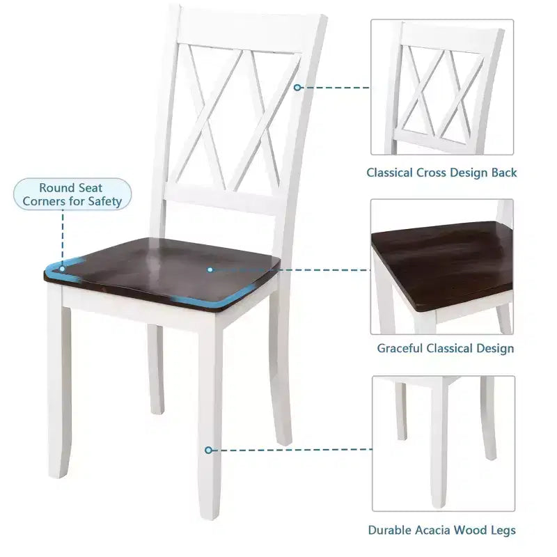 GDFStudio Arlette, Set da pranzo in legno in 5 pezzi stile rustico, con sedie senza braccioli con schienale a croce