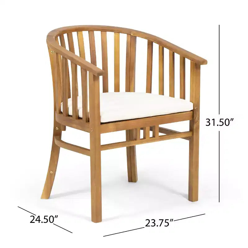 Christopher Knight Home Estrella Set da pranzo moderno da 7 pezzi in acacia per esterni con tavolo a doghe e cuscini