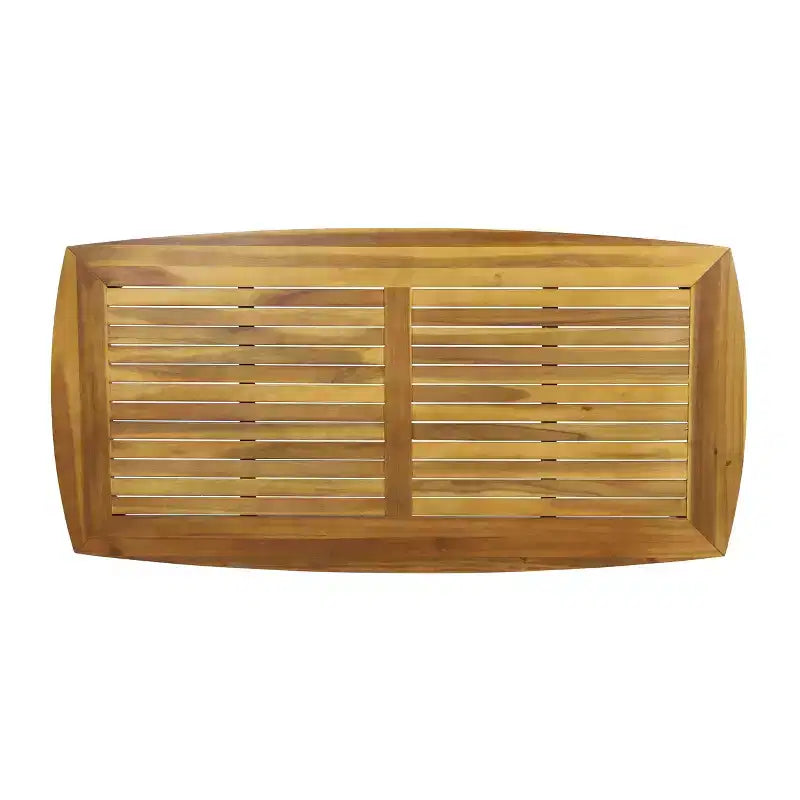 Christopher Knight Home Estrella Set da pranzo moderno da 7 pezzi in acacia per esterni con tavolo a doghe e cuscini