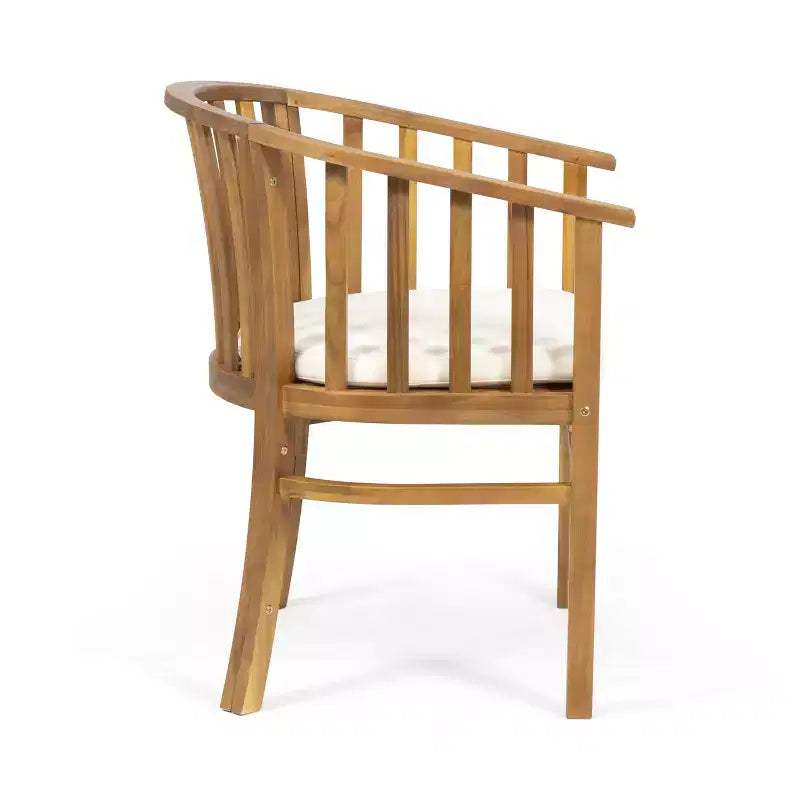 Christopher Knight Home Estrella Set da pranzo moderno da 7 pezzi in acacia per esterni con tavolo a doghe e cuscini