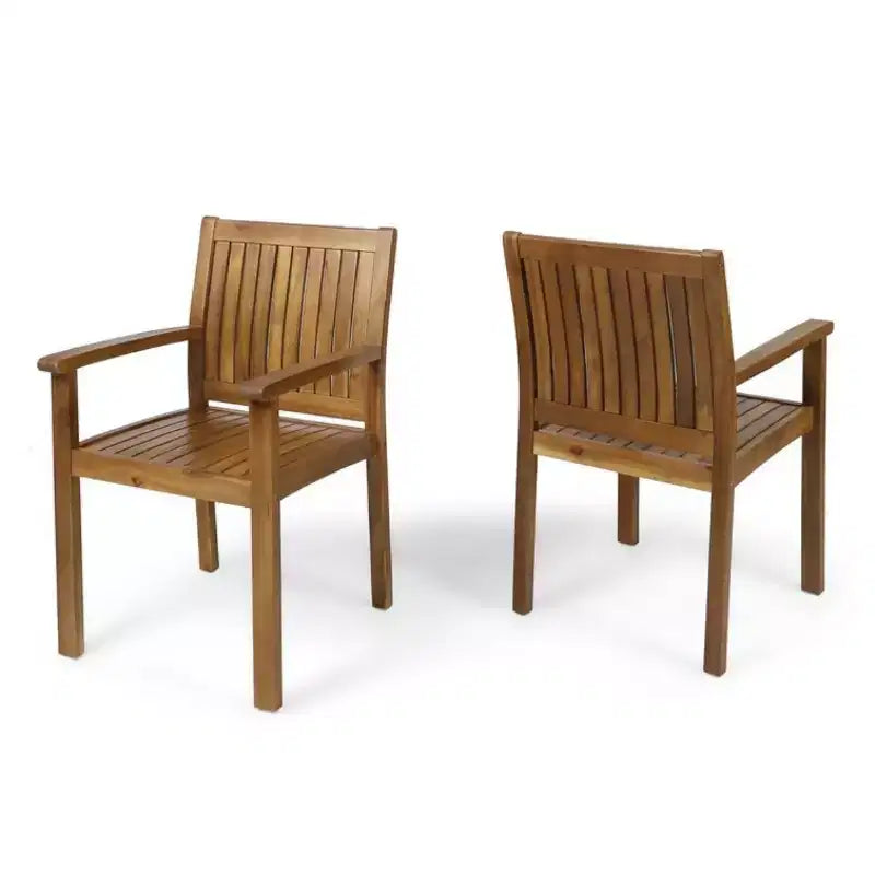 Set da pranzo da esterno estensibile moderno a 7 pezzi con tavolo in legno di acacia e 6 sedie, mobili da pranzo espandibili per il patio - Panipeachy