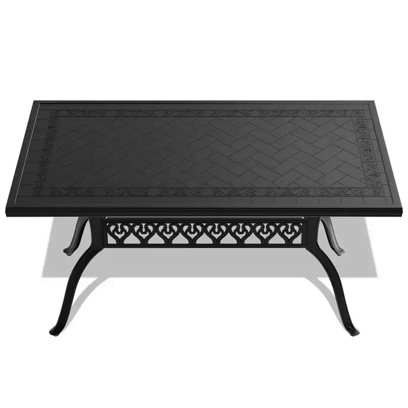 Set da pranzo da 5 pezzi rettangolare in alluminio fuso per patio, per esterni, giardino, terrazza, bordo piscina con cuscini